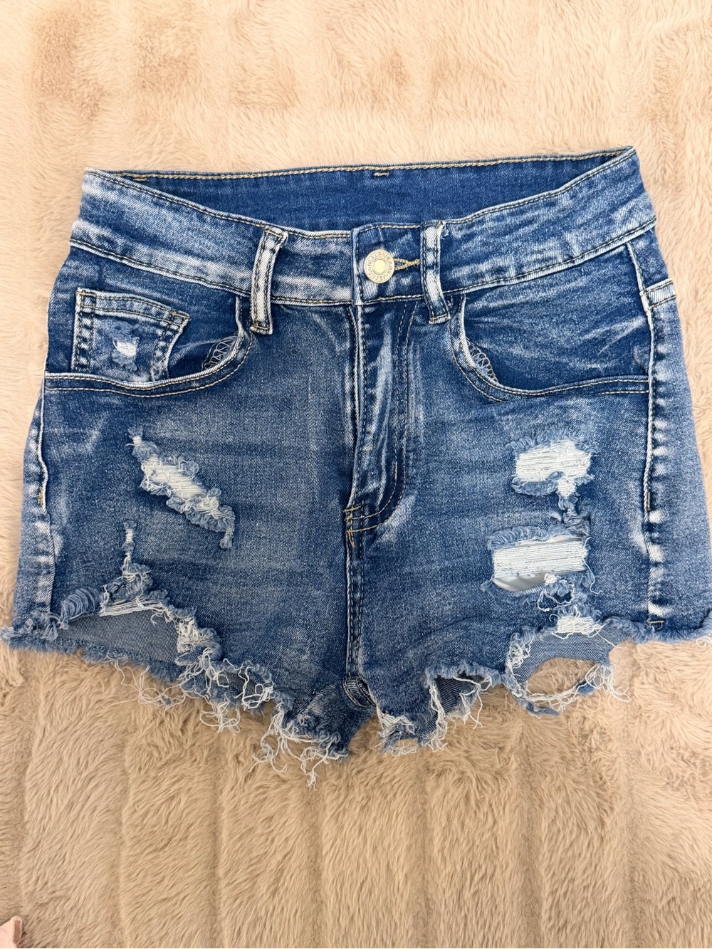 SHEIN Distressed Blue Denim Cutoff Shorts